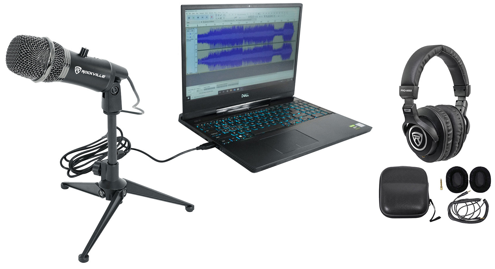 A-STREAM Live Streaming USB Microphone + PRO-M50 Studio Headphones Bundle