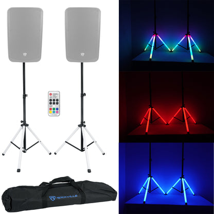 RPG12BT V2 12" Powered Speakers 2-Pack + PARTY STAND LED Stands Bundle