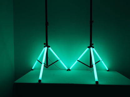 RPG12BT V2 12" Powered Speakers 2-Pack + PARTY STAND LED Stands Bundle