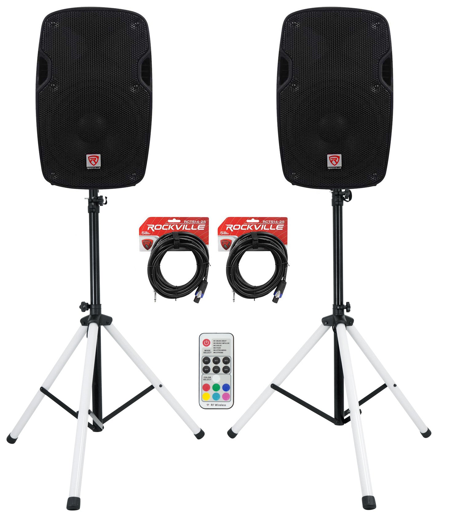 SPG88 8" Passive Speakers 2-Pack + PARTY STAND LED Stands Bundle