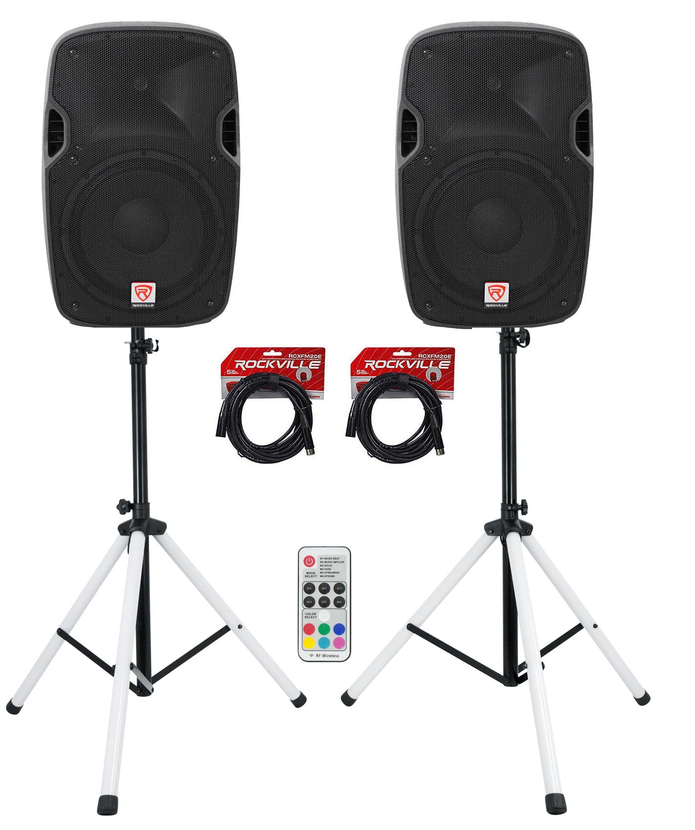 SPGN128 12" Passive Speakers 2-Pack + PARTY STAND LED Stands Bundle