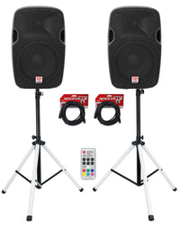 SPGN128 12" Passive Speakers 2-Pack + PARTY STAND LED Stands Bundle