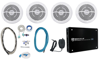 RMC65W 6.5" Marine Speakers 2-Pack + KRYPTON MF3 Amplifier Bundle