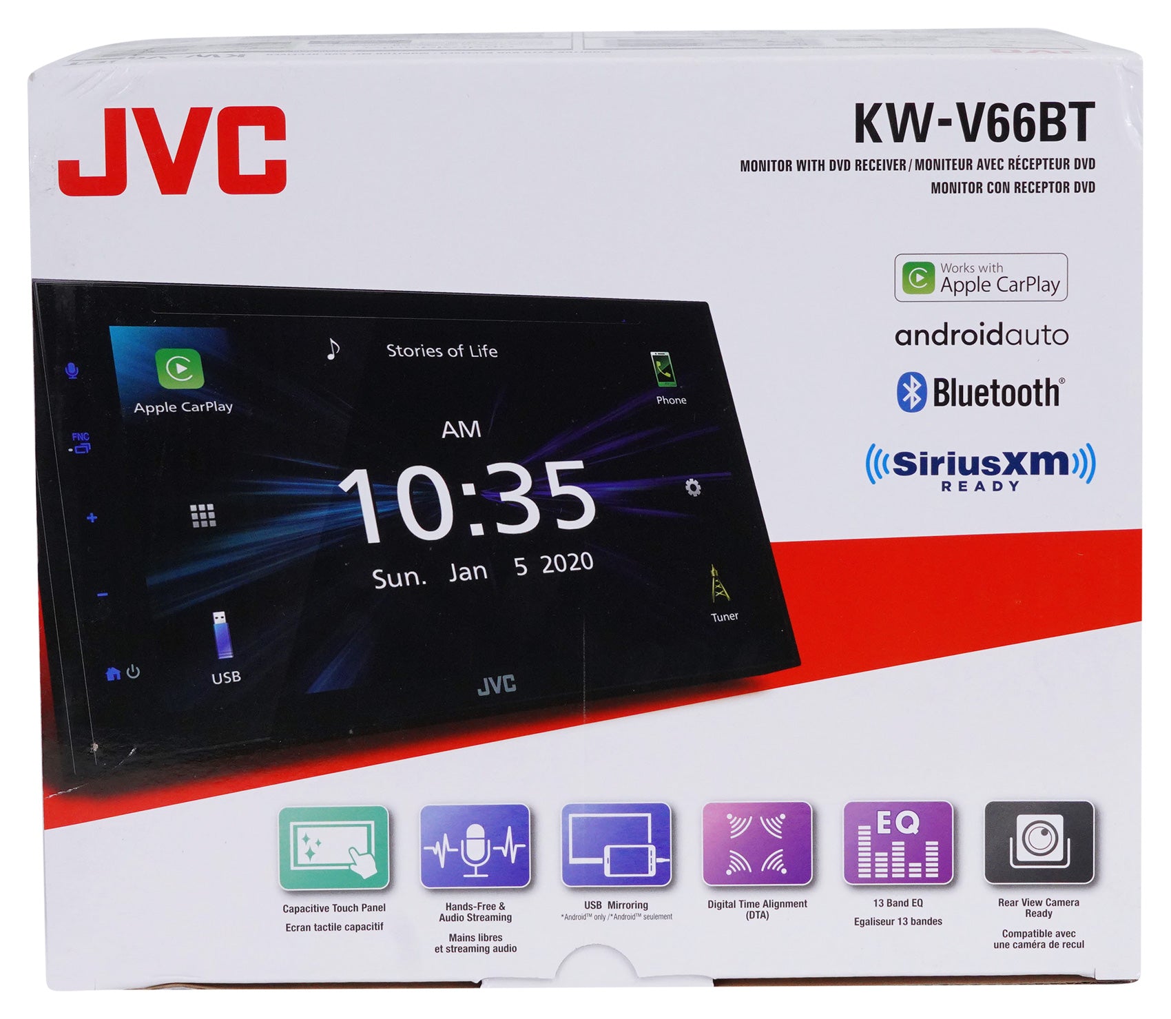 JVC KW-V66BT 6.8" Car CD/DVD Player Apple Carplay Android Receiver+Backup Camera