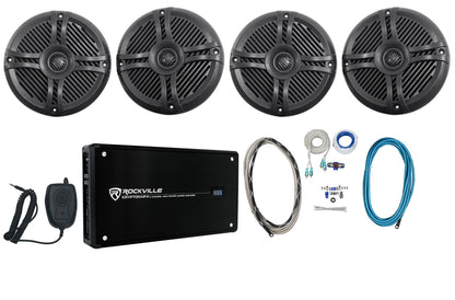 RMSTS65B 6.5" Marine Speakers 2-Pack + KRYPTON MF4 Amplifier Bundle