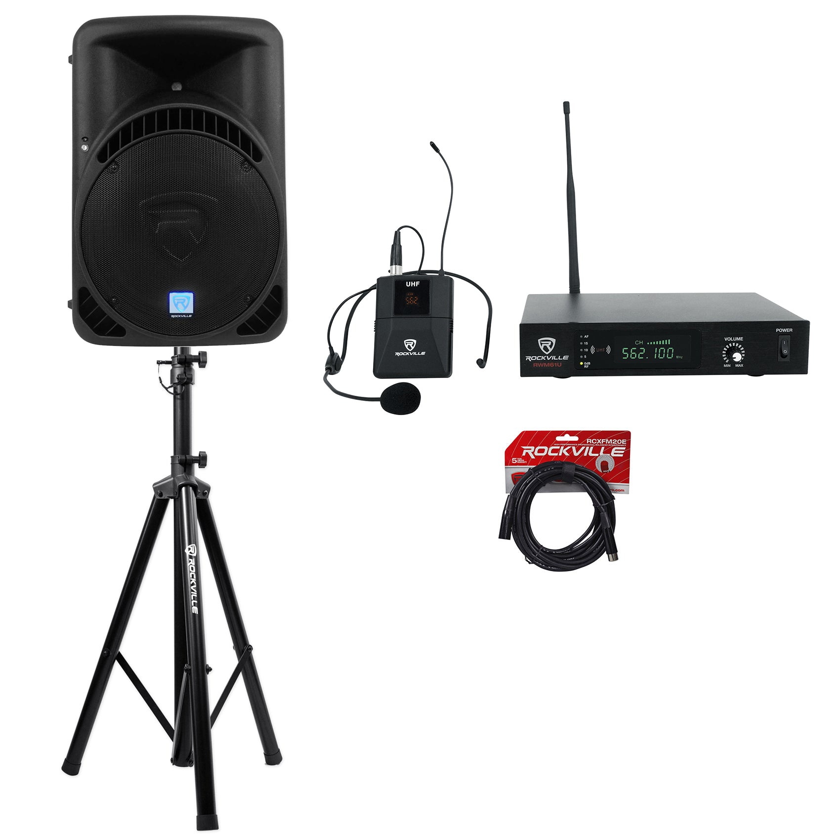 RPG15BT V2 Speaker + Stand + UHF Headset Bundle