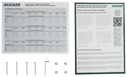 KICKER 48KXMA12002 1200 Watt 2-Channel Marine Boat Amplifier+Amp Kit KXMA1200.2