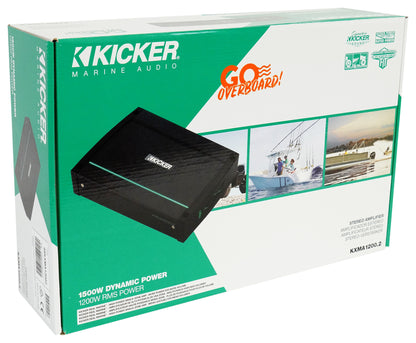 KICKER 48KXMA12002 1200 Watt 2-Channel Marine Boat Amplifier+Amp Kit KXMA1200.2