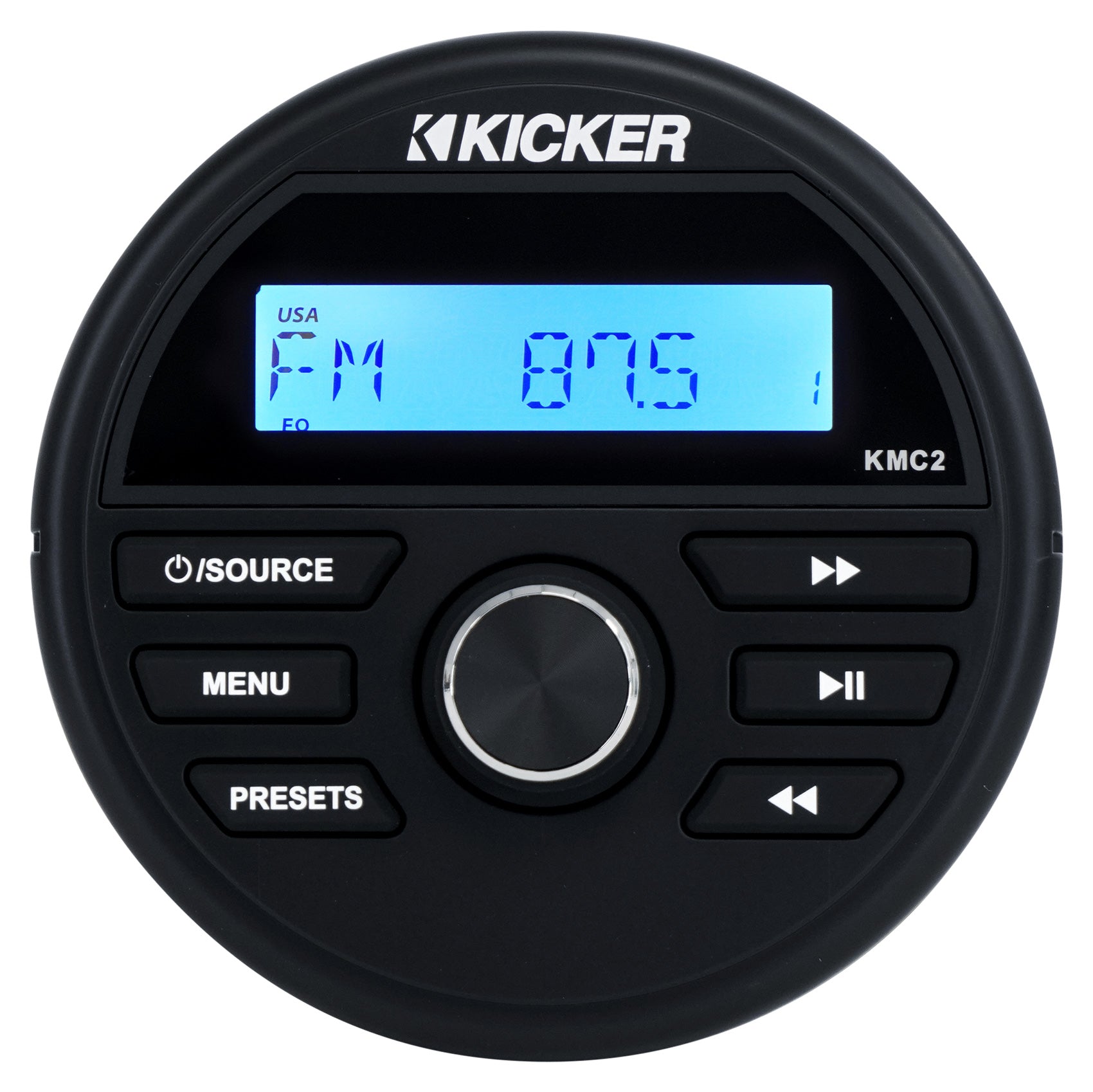 KICKER KMC2 Digital Media Receiver w/Bluetooth+Remote+2) 6.5" Black LED Speakers