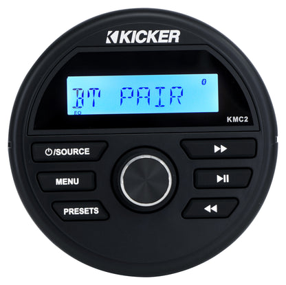 KICKER KMC2 Digital Media Receiver w/Bluetooth+Remote+2) 6.5" Black LED Speakers