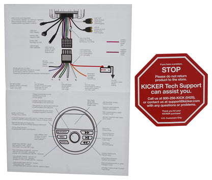KICKER KMC2 Gauge Hole Digital Media Receiver w/Bluetooth+(2) 4" Black Speakers