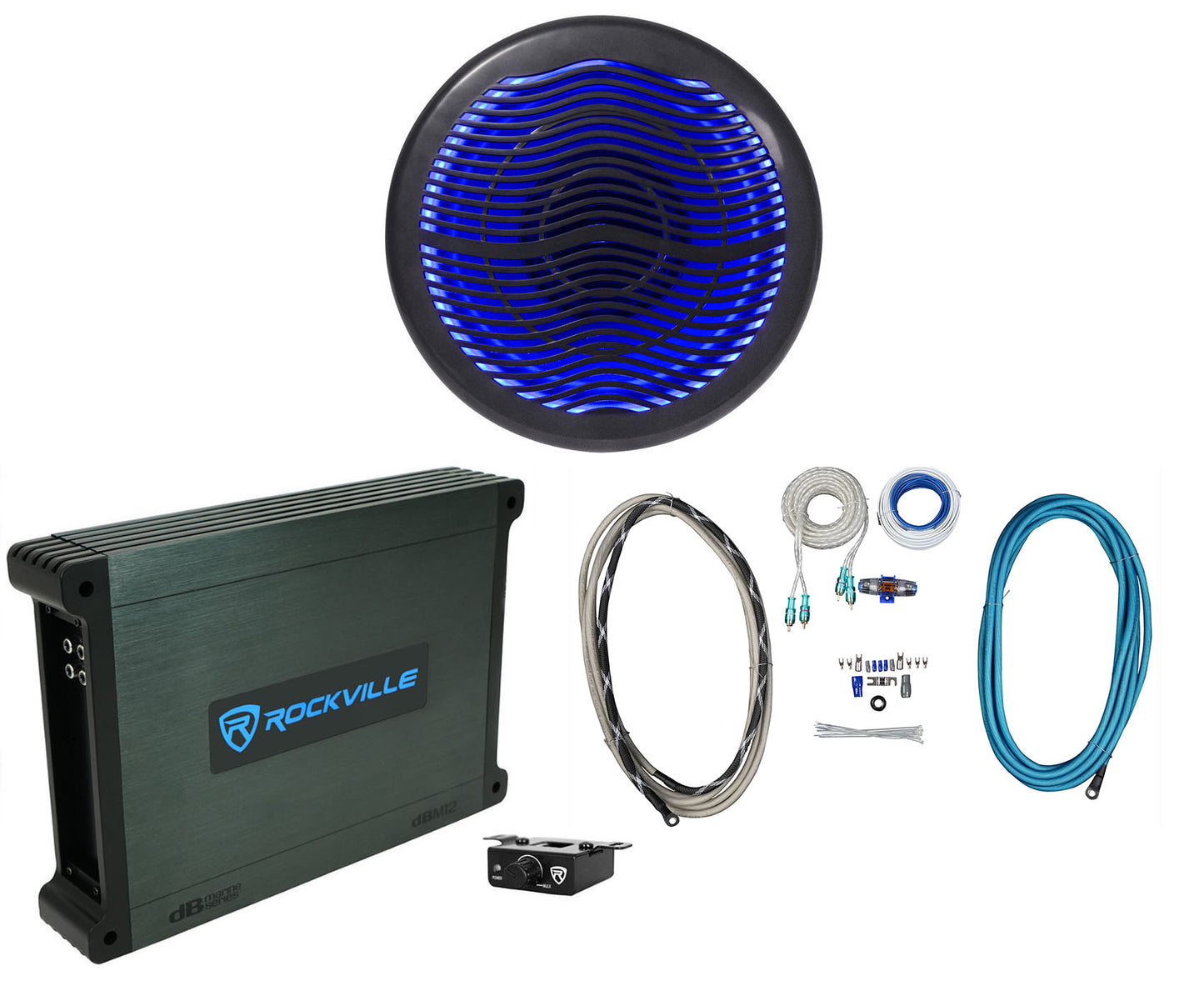 MS10LB 10 LED Subwoofer + dBM12 Marine Mono Amp Bundle