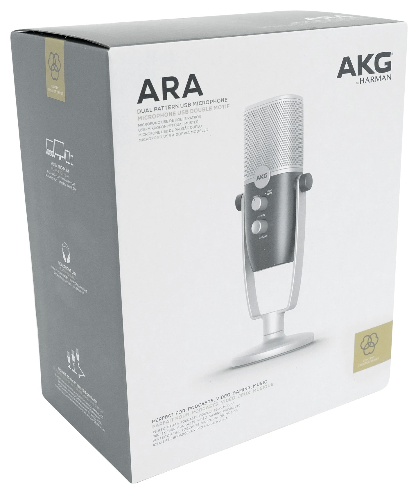AKG ARA C22 USB Condenser Microphone+Mic Boom Arm For Recording/Podcast/Gamer