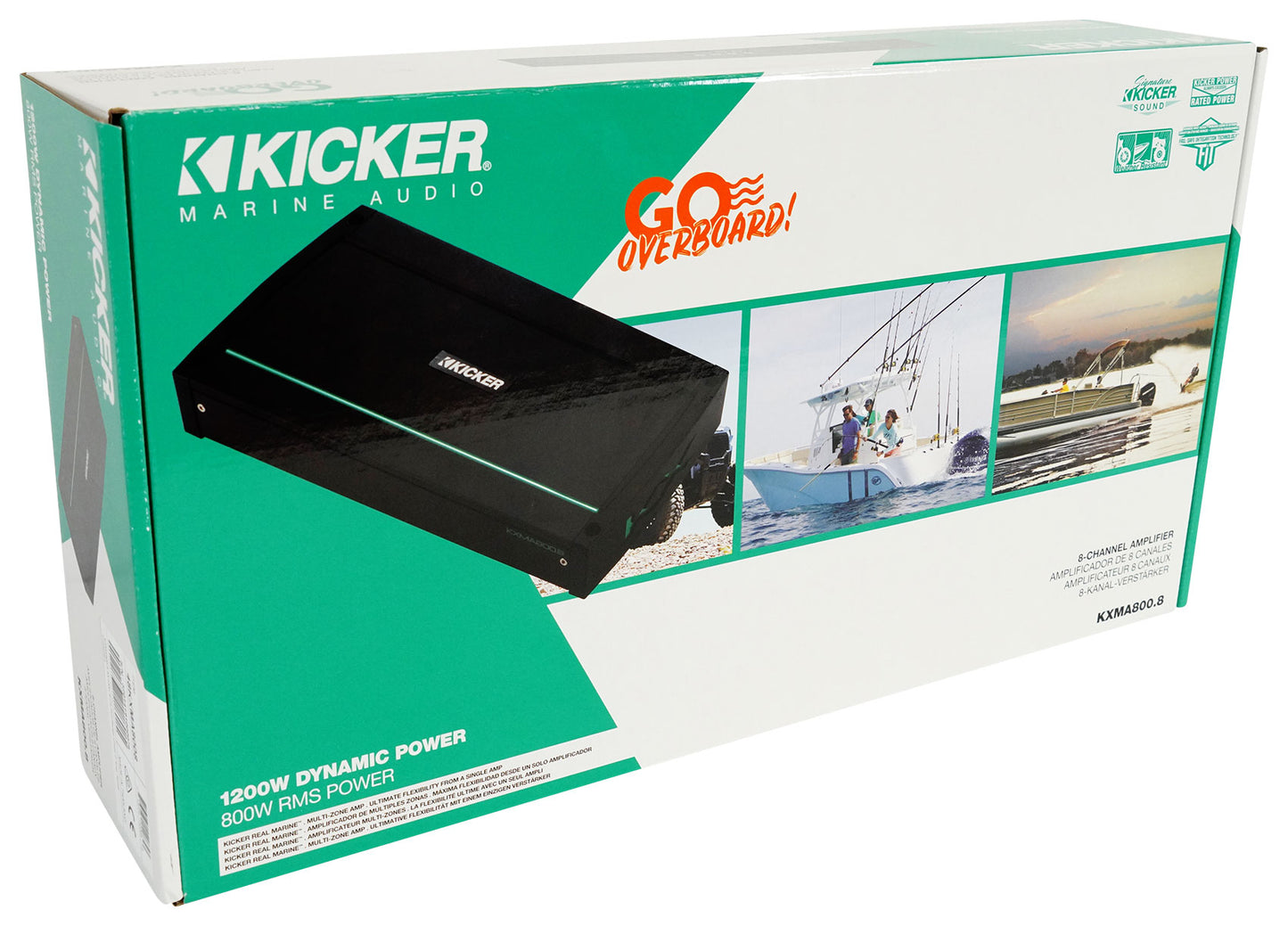 KICKER 48KXMA8008 800 Watt 8-Channel Marine Boat Amplifier+Amp Kit KXMA800.8