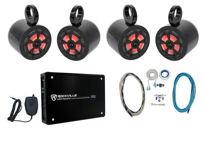 RKL65MBW 6.5" LED Speakers 4-Pack + MAC65B Pods + KRYPTON MF3 Amp Bundle