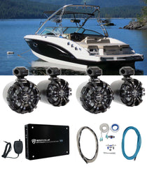 WB65 Black 6.5" Wakeboard Speakers 2-Pack + KRYPTON MF3 Amplifier Bundle