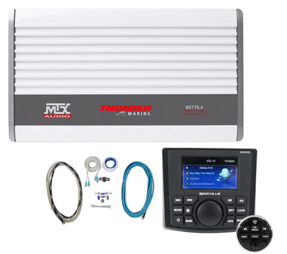 WET75.4 4-Channel Amp + 4-Zone Marine Receiver Bundle
