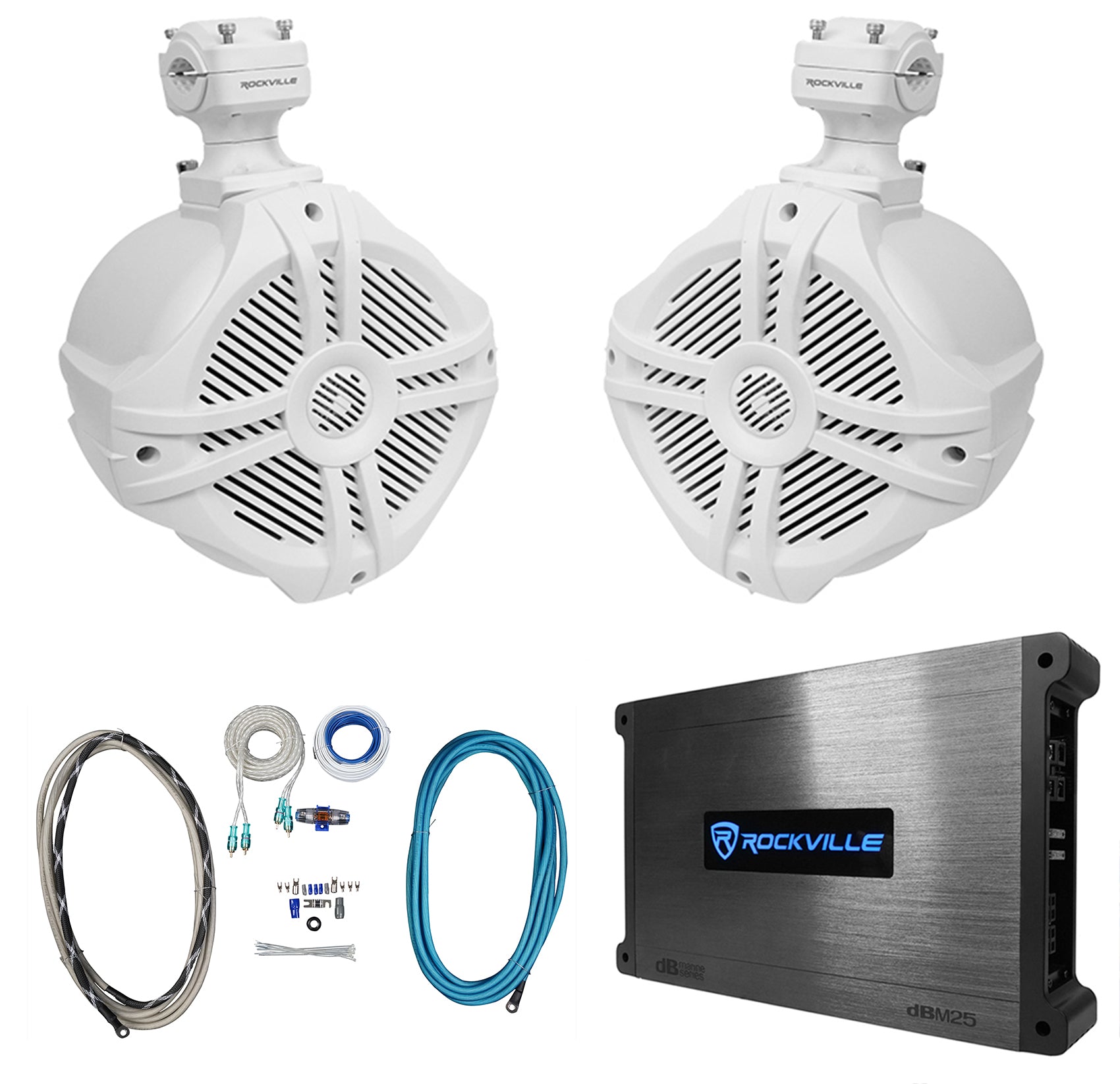 RWB70W White + DBM25 Marine Amplifier Bundle