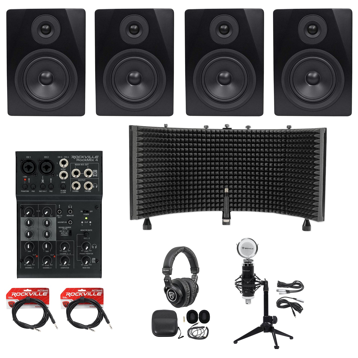 (2) APM5B Black 2-Pack + ROCKMIX 4 Mixer Bundle