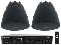 RCS80-1 60W Amp 2-Pack + PEN-525T Black Pendant Speakers Bundle