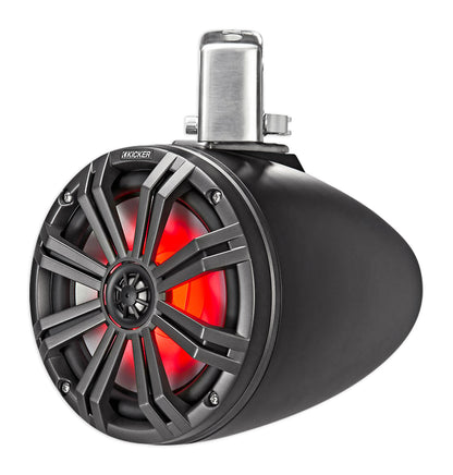 Pair KICKER 45KMTC8 8" 600w Marine Wakeboard Tower Speakers+2-Channel Amplifier