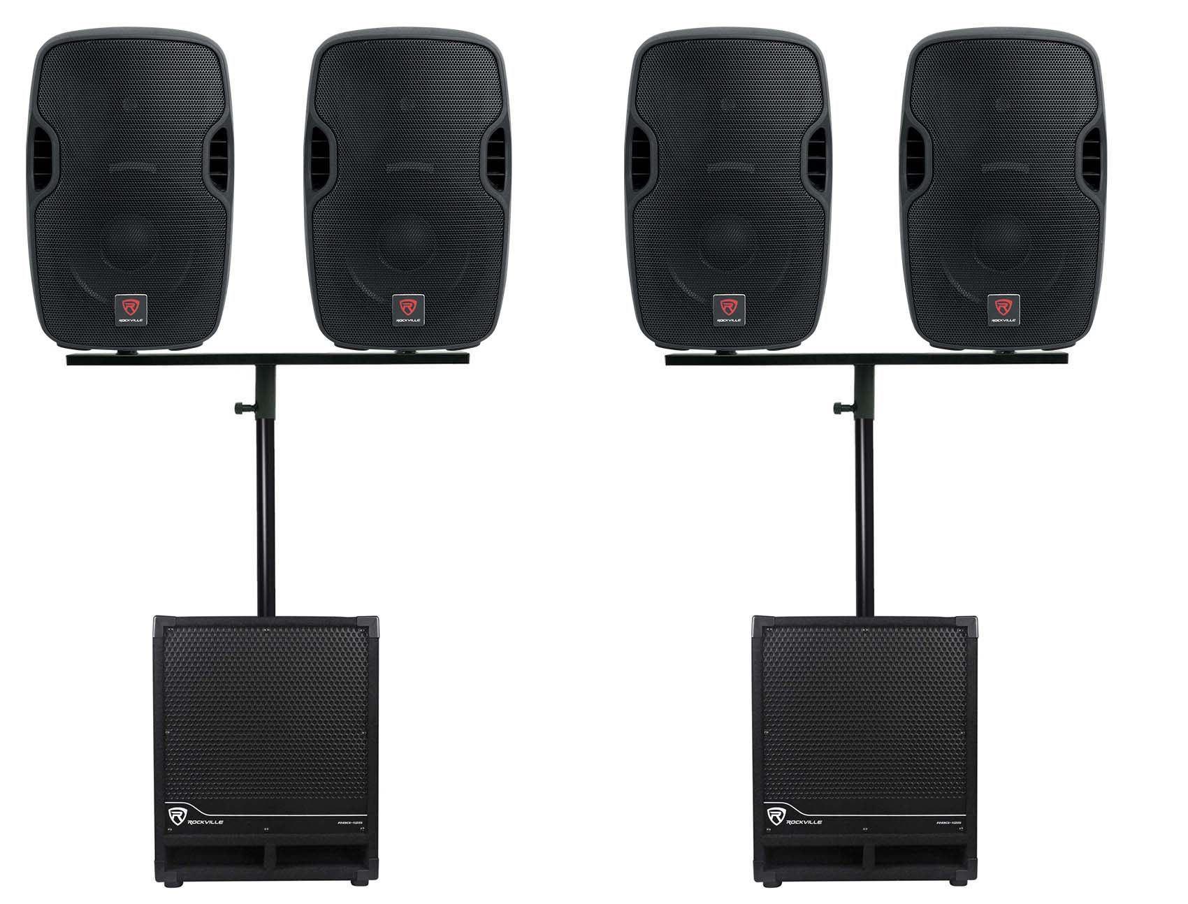 BPA10 10" Powered Speaker 4-Pack + RBG12S 12" Subwoofer 2-Pack Bundle