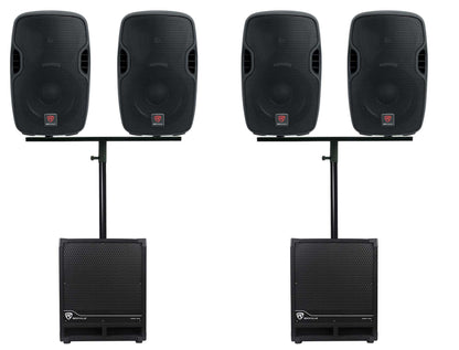 BPA10 10" Powered Speaker 4-Pack + RBG12S 12" Subwoofer 2-Pack Bundle