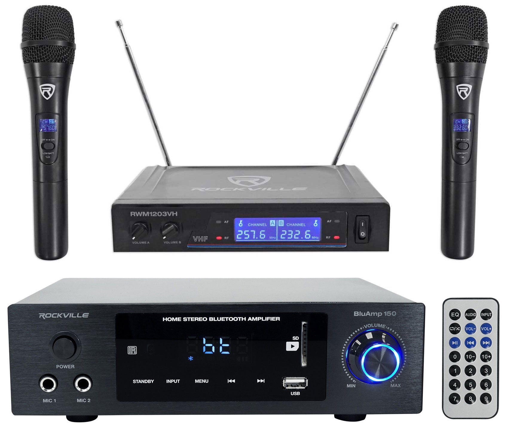 BLUAMP 150 + Dual Wireless Microphones Bundle