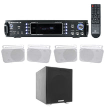 RPA60BT Receiver + HP65S-8 White 4-Pack + Rock Shaker 8 Sub Bundle