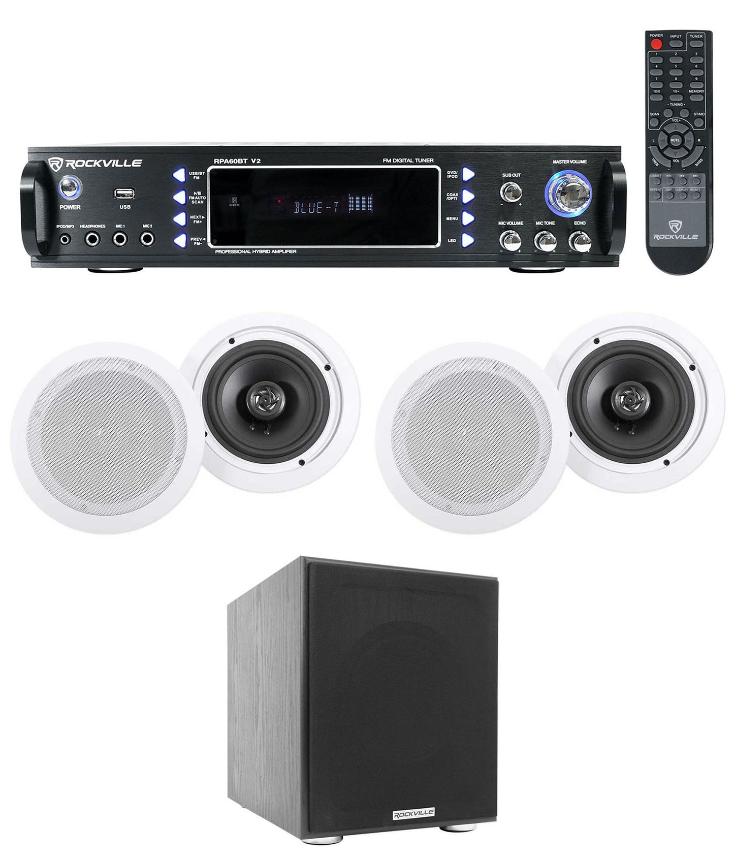 RPA60BT 4-Pack + Rock Shaker 8 Subwoofer Bundle