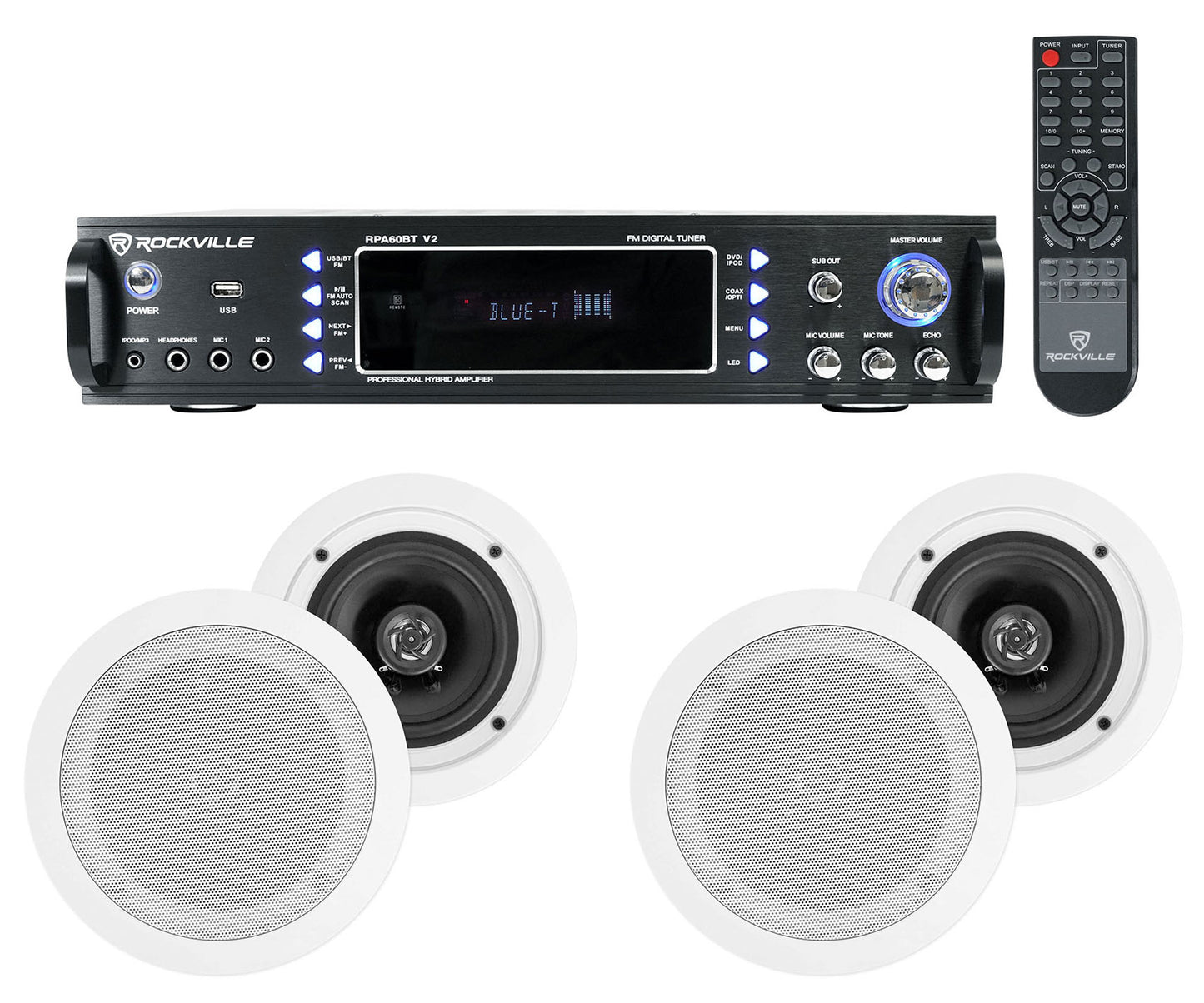 RPA60BT 4-Pack + HC55 White In‑Ceiling Speakers Bundle