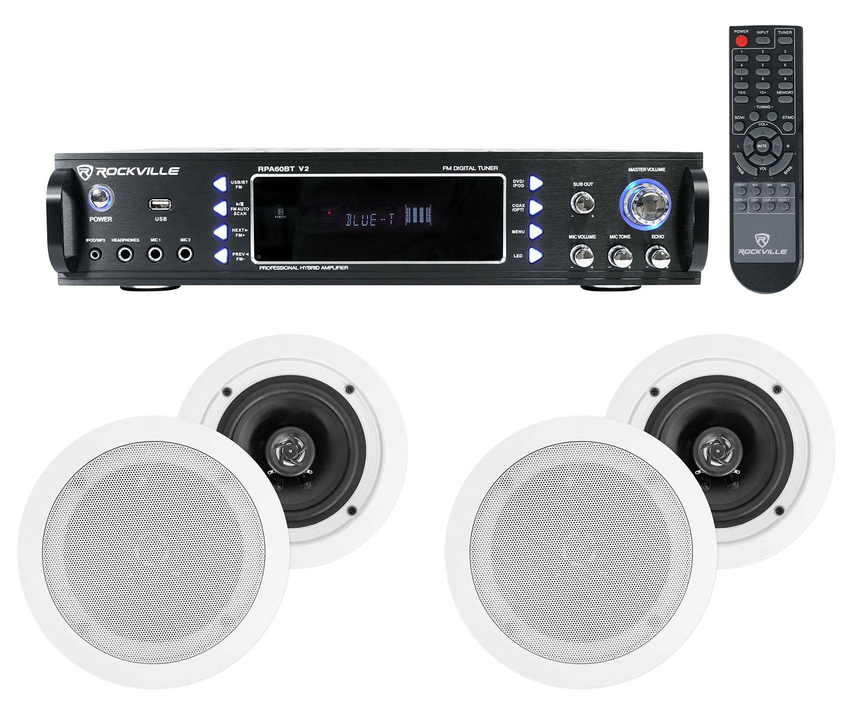 RPA60BT 4-Pack + HC55 White In‑Ceiling Speakers Bundle