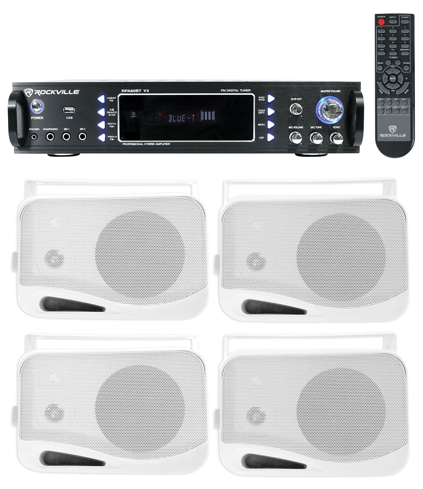 HP4S-8 White 4-Pack + RPA60BT Receiver Bundle