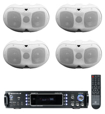 D4-16 White 4-Pack + RPA60BT Bluetooth Amplifier Bundle