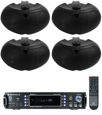 D4-8 Black 4-Pack + RPA60BT Bluetooth Amplifier Bundle