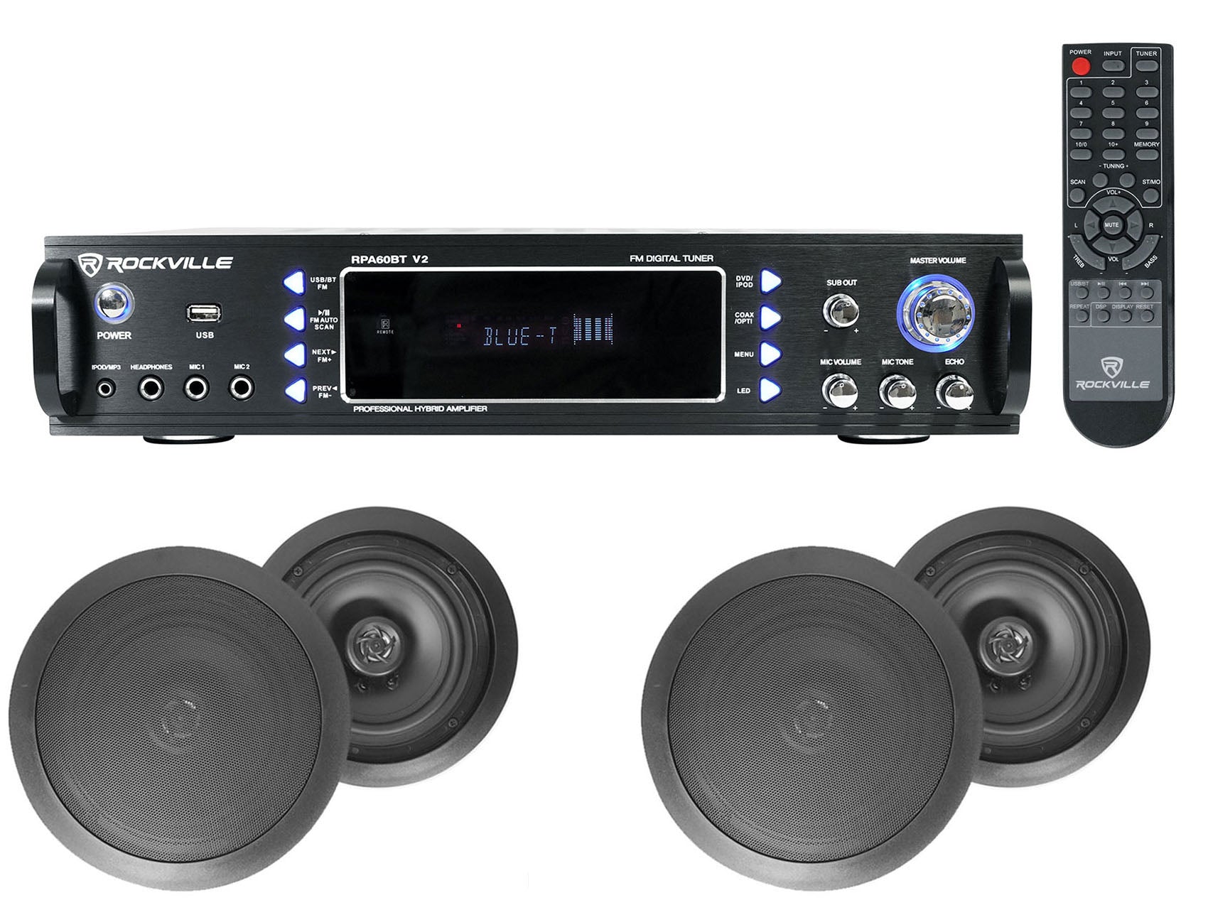 RPA60BT 4-Pack + HC655 Black In‑Ceiling Speakers Bundle