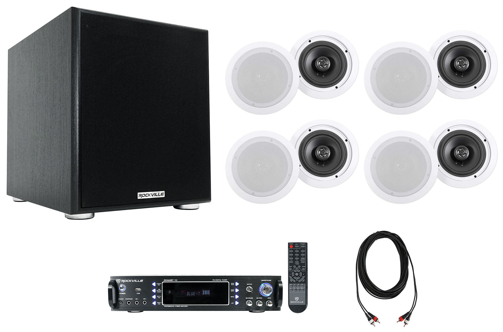 RPA60BT 8-Pack + Rock Shaker 10 Subwoofer Bundle