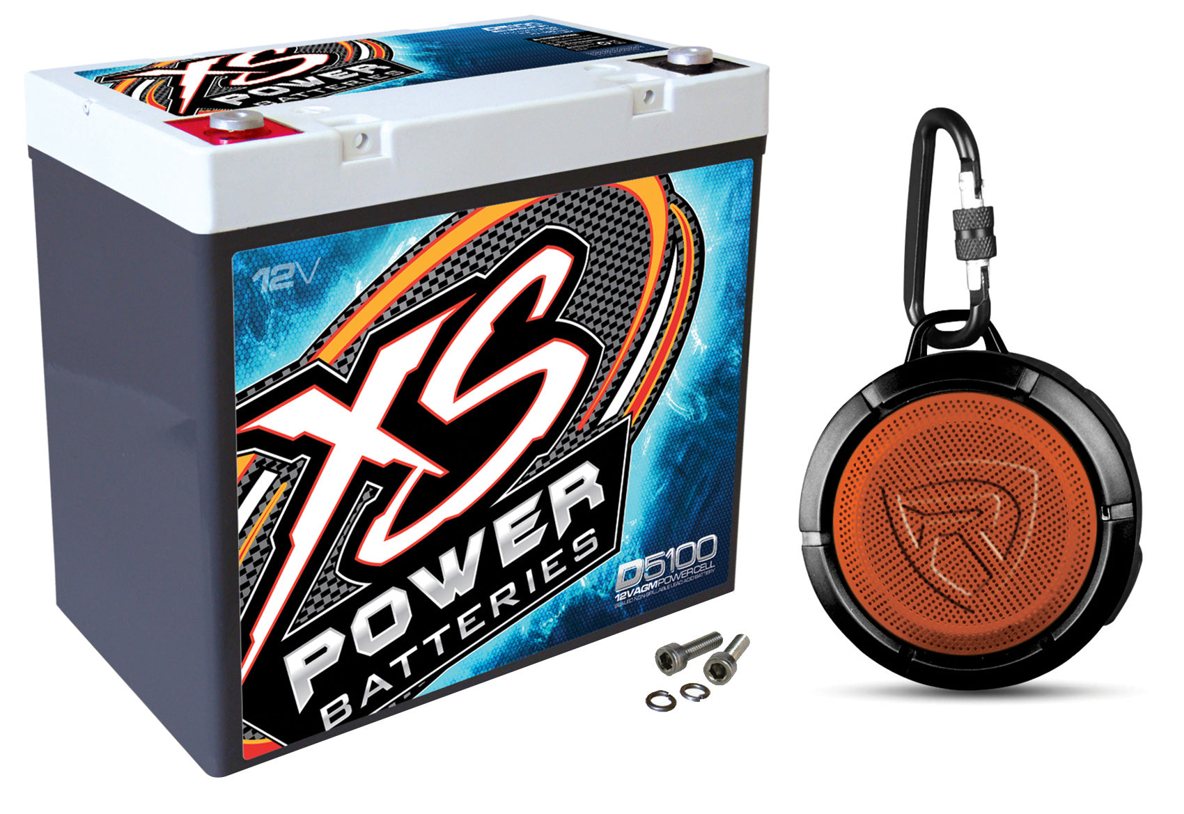 XS Power D5100 3100 Amp AGM Power Cell Car Audio Battery + Bluetooth Speaker