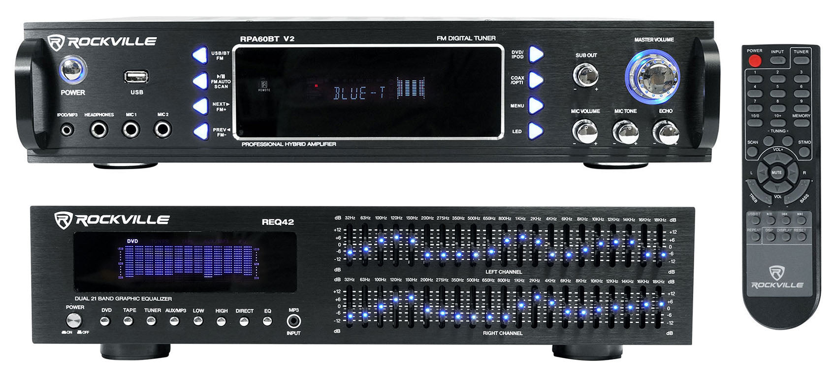 RPA60BT Receiver + REQ42-B 2 x 21-Band EQ Bundle