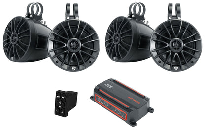 JVC KS-DR2004D 4-Ch. ATV/UTV Amplifier+(4) Tower Speakers+Bluetooth Controller