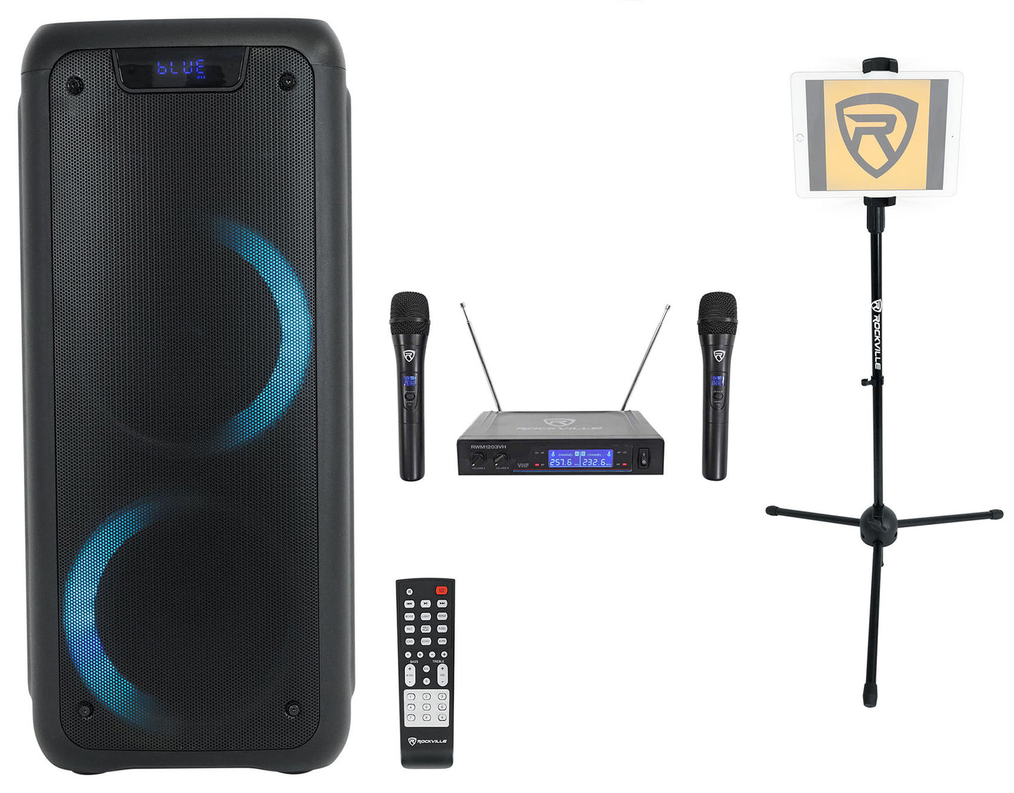 ROCK PARTY 6 Party Speaker Karaoke Bundle with Wireless Microphones