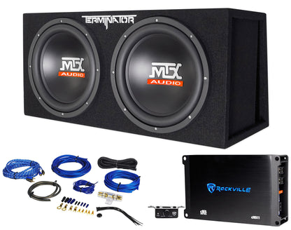 MTX Terminator TNE212DV 1000w RMS Dual 12” Subs+Vented Subwoofer Box+Amplifier
