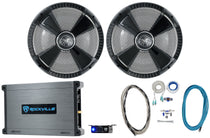 2) SoundStream MSW.102 10" 600 Watt Marine/Boat/UTV Subwoofers+Amplifier+Amp Kit