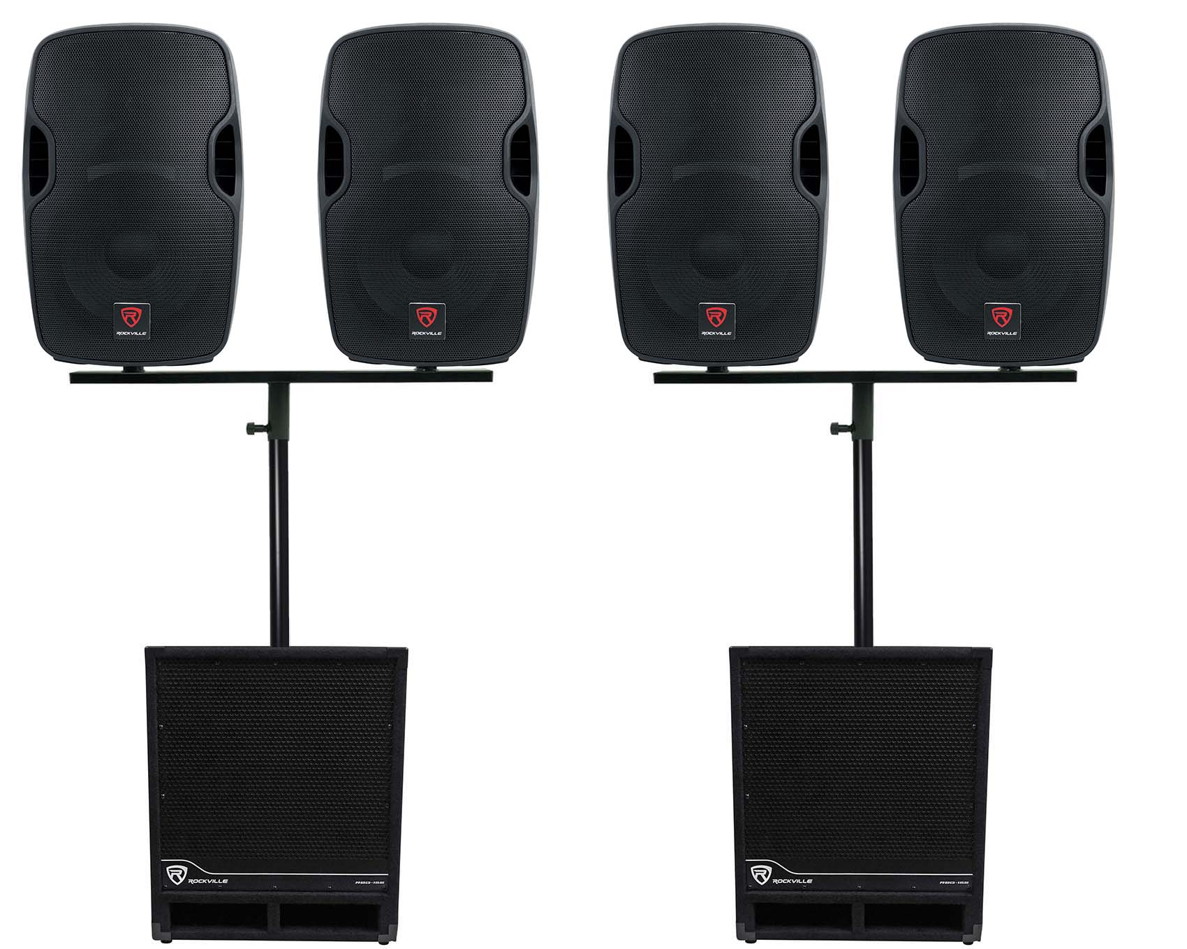 BPA12 12" Speakers 4-Pack + Dual Mounts + 15" Subs 2-Pack Bundle