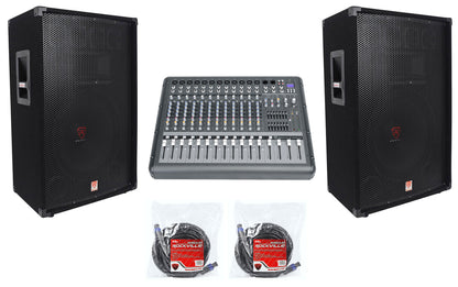 RSG15 15" Speakers 2-Pack + RPM1470 Powered Mixer Bundle