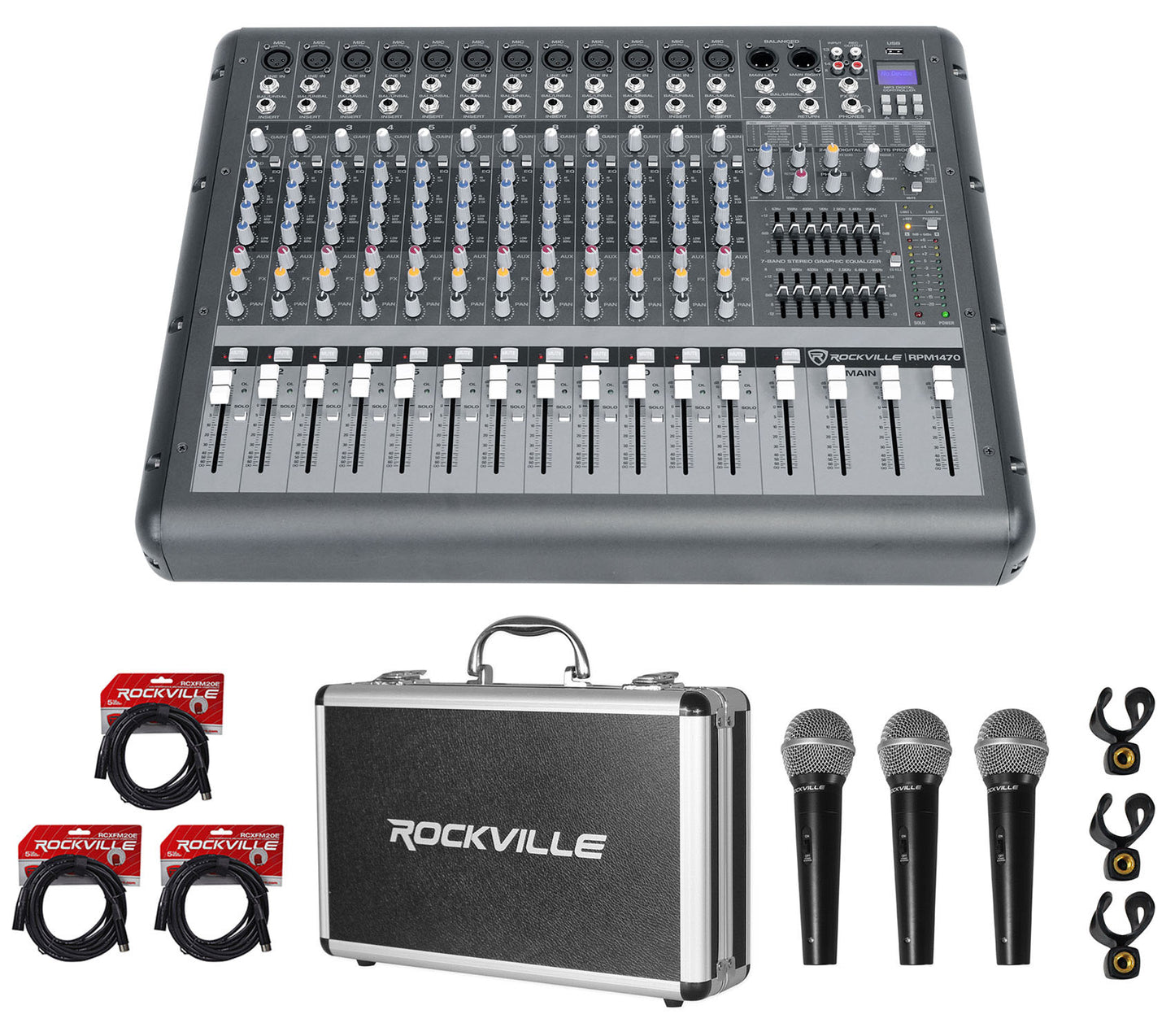 RPM1470 Mixer + 3-Pack Mics Bundle