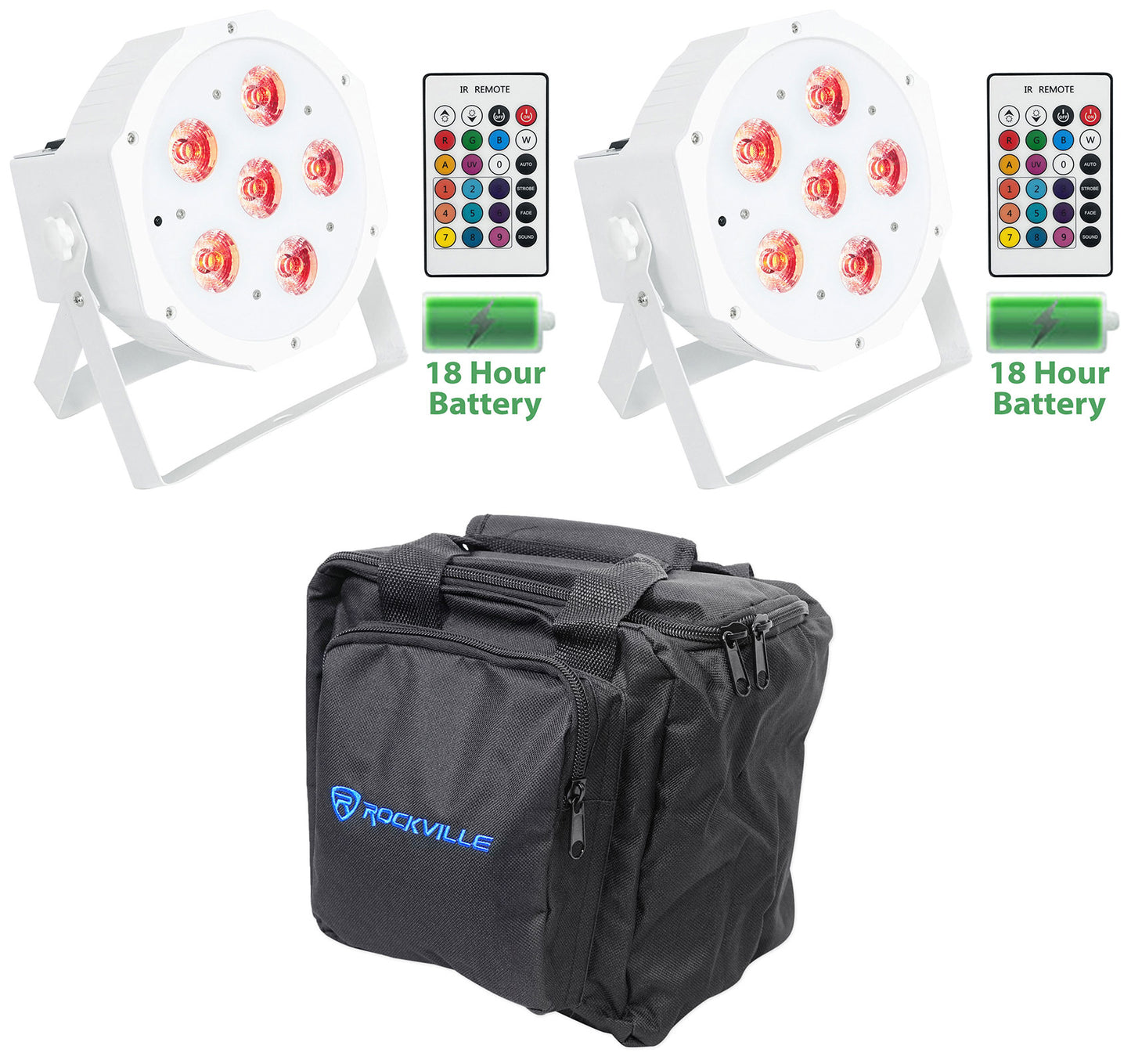 BATTERY PAR 61 White 2-Pack + RLB90 Lighting Bag Bundle