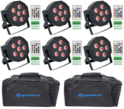 Battery Par 61 6-Pack + RLB80 Lighting Bag Bundle
