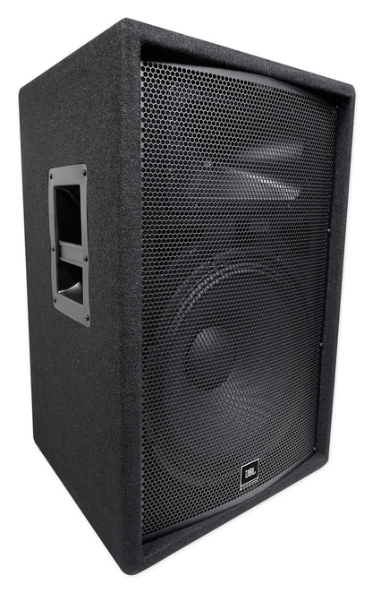 (2) JBL JRX215 1000 Watt 15" DJ PA Speakers+Powered 4-Ch. Mixer+Stands+Cables