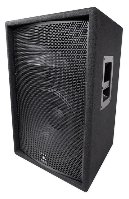 (2) JBL JRX215 1000 Watt 15" DJ PA Speakers+Powered 4-Ch. Mixer+Stands+Cables